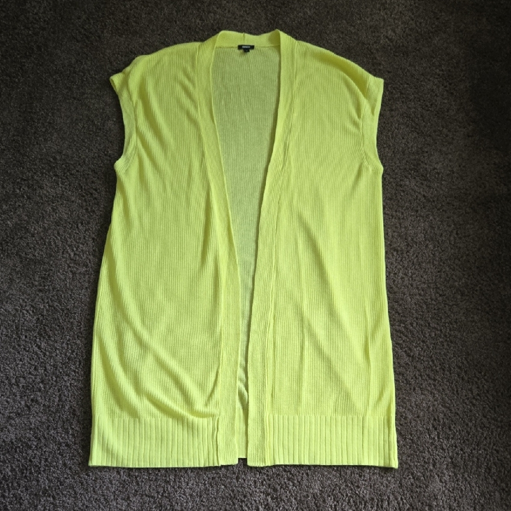 Express Bright Yellow Sleeveless Open Front Sweater M
